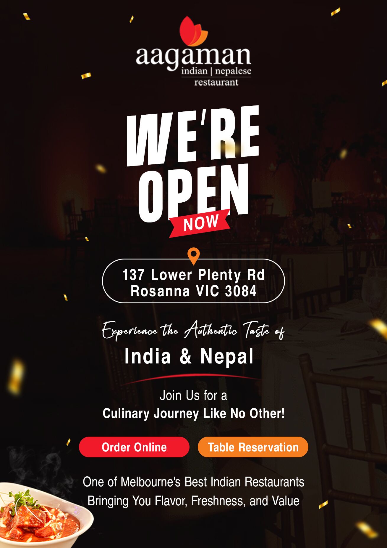 Aagaman-Restaurnat-Opening-Banner Aagaman-Restaurnat-Opening-Rosanna